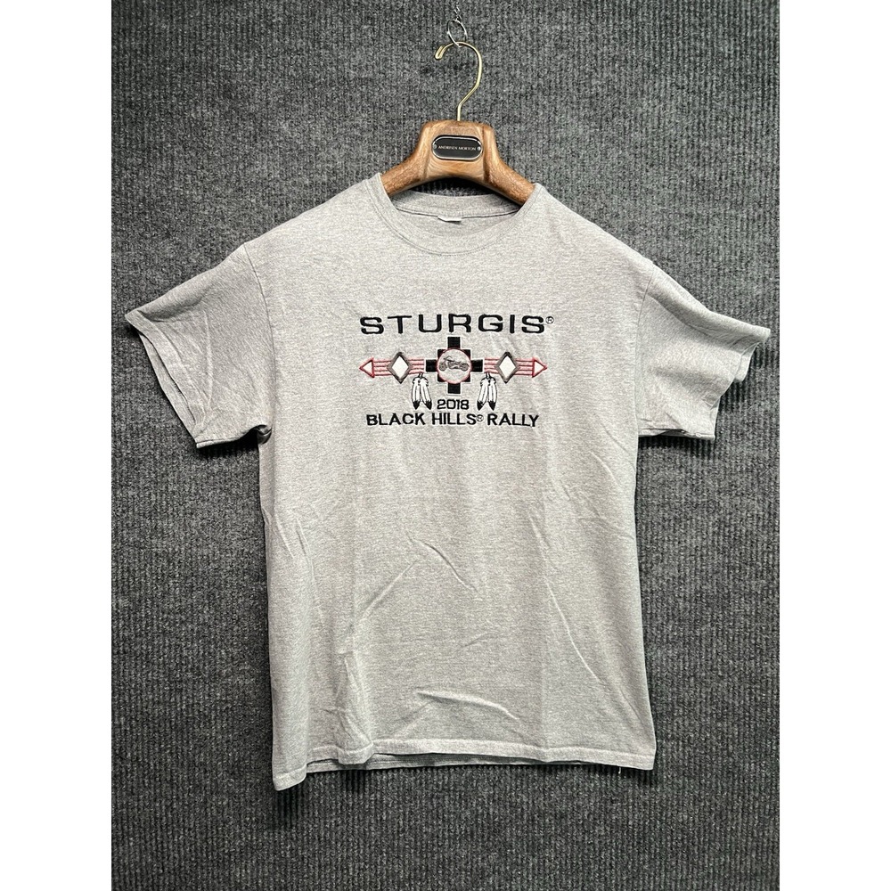 Sturgis Black‎ Hills 2018 Gray T Shirt Cut Tag Size S/M Motorcycle Embroidered
